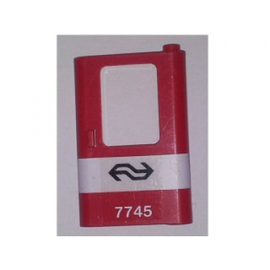 red door 1 x 4 x 5 train right thin support at bottom with white stripe and dutch ns 7745 pattern sticker - set 7745