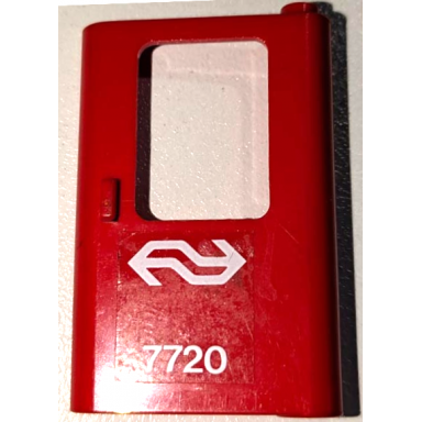 red door 1 x 4 x 5 train right thin support at bottom with dutch ns 7720 pattern sticker - set 7720