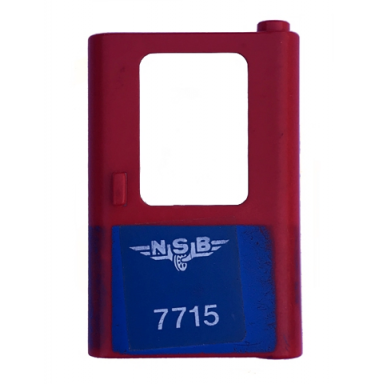 red door 1 x 4 x 5 train right thin support at bottom with blue bottom half and norwegian nsb 7715 pattern sticker - set 7715