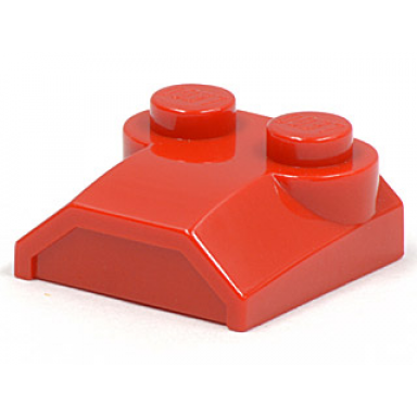 red slope curved 2 x 2 x 2 3 with 2 studs and curved sides lip end