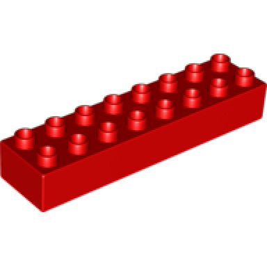 red duplo brick 2 x 8