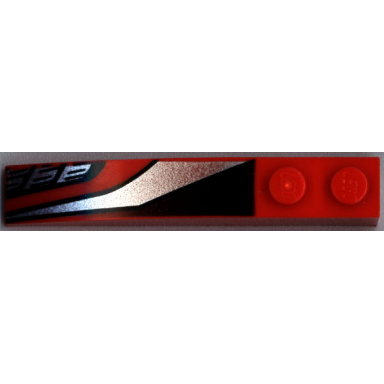 red slope curved 6 x 1 with silver and black pattern model right side