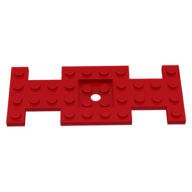 red vehicle base 4 x 10 x 2 3 with 2 x 2 recessed center with center hole first version