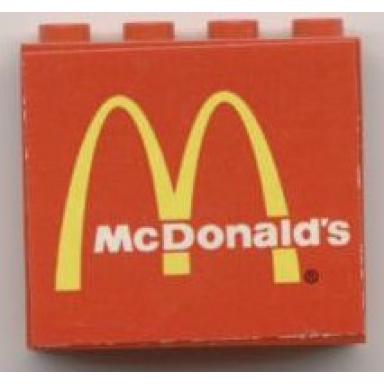 red panel 1 x 4 x 3 with mcdonalds logo pattern sticker - set 3438