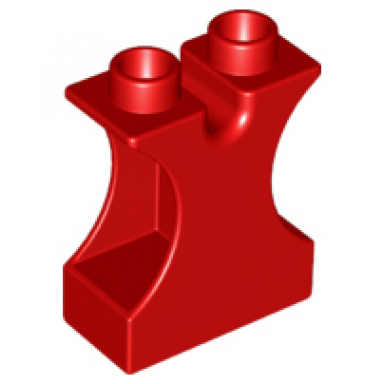 red duplo brick 1 x 2 x 2 with side cutouts and channel in top