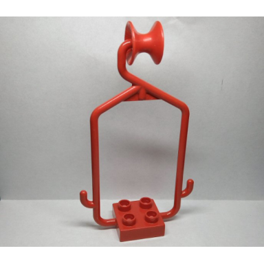 red duplo cable car with plate 2 x 2 with cable wheel [for rolling on cable hose 42076]