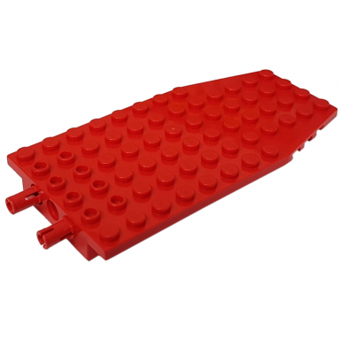 red wedge plate 6 x 12 x 1 cut corners with 2 fixed rotatable pins