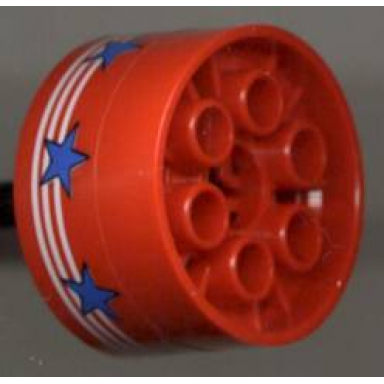 red wheel 20 x 30 technic with 3 white stripes and 7 blue stars pattern sticker - set 6615