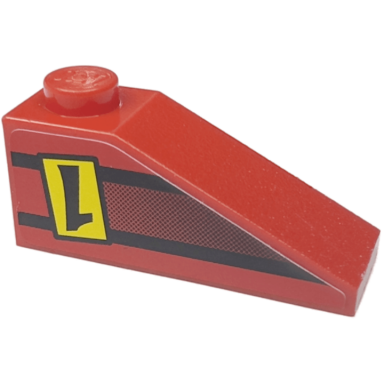red slope 33 3 x 1 with upside-down black number 1 on yellow rectangle pattern model left side sticker - set 8209