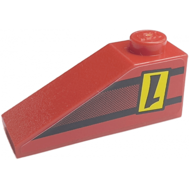 red slope 33 3 x 1 with upside-down black number 1 on yellow rectangle pattern model right side sticker - set 8209