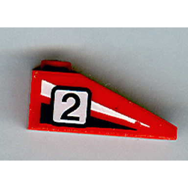 red slope 33 3 x 1 with black number 2 on black and white stripes pattern model right side sticker - sets 4555 6539