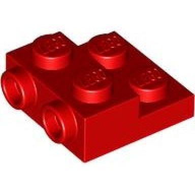 red plate modified 2 x 2 x 2 3 with 2 studs on side - hollow bottom tube