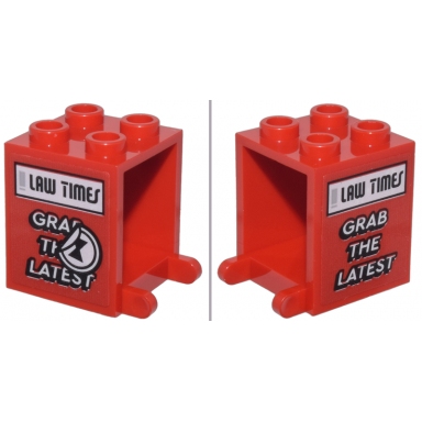 red container box 2 x 2 x 2 with newspaper box with black and white law times grab the latest and folded circle black widow sticker pattern on both sides stickers - set 76218