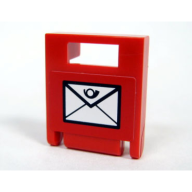 red container box 2 x 2 x 2 door with slot with mail envelope pattern sticker - set 7731