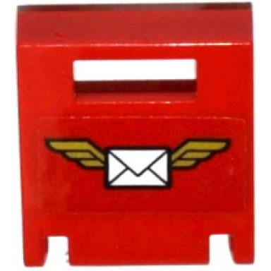 red container box 2 x 2 x 2 door with slot with envelope with wings on red background pattern sticker - set 60100