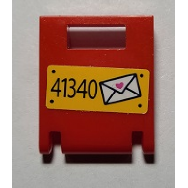 red container box 2 x 2 x 2 door with slot with 41340 and envelope with heart pattern sticker - set 41340