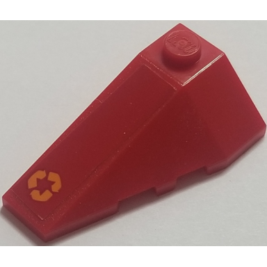 red wedge 4 x 2 triple left with orange recycling arrows on red background pattern sticker - set 70615