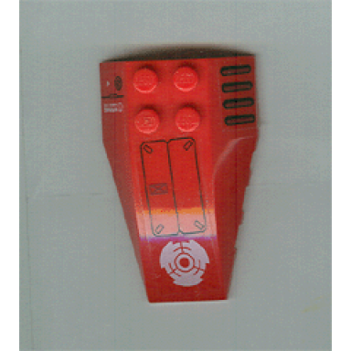 red wedge 6 x 4 triple curved with vent grille panel and white circular pattern stickers - set 7701