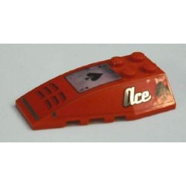 red wedge 6 x 4 triple curved with ace of spades on top and sides pattern stickers - set 8493