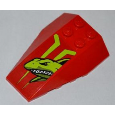 red wedge 6 x 4 triple curved with lime shark head pattern sticker - set 7967