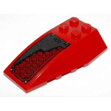 red wedge 6 x 4 triple curved with diamond sheet metal and armor plate and black diamonds pattern sticker - set 9448