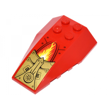 red wedge 6 x 4 triple curved with gold panels with rivets and vents and yellow energy pattern sticker - set 70146