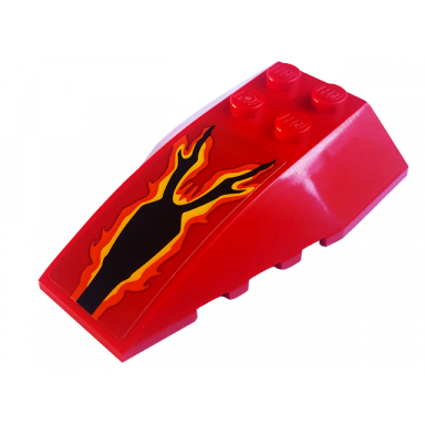 red wedge 6 x 4 triple curved with black veins and bright light orange and orange trim pattern sticker - set 75574