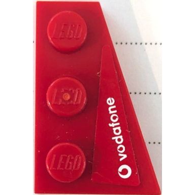 wedge plate 3 x 2 right with white vodafone logo pattern sticker - set 8142-1