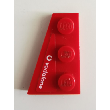 wedge plate 3 x 2 left with white vodafone logo pattern sticker - set 8142-1