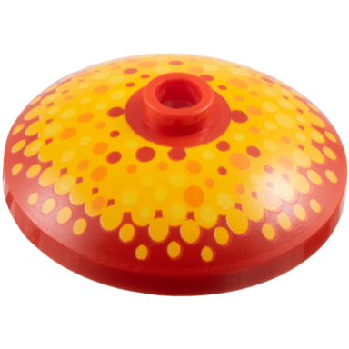 red dish 3 x 3 inverted radar with bright light orange bright light yellow and orange dots pattern