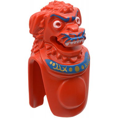 red creature head and torso - lion-dog with jun-chi pattern