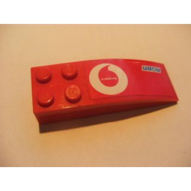 red slope curved 6 x 2 with vodafone and fiat logo pattern left sticker - set 8362