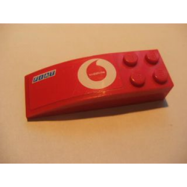 red slope curved 6 x 2 with vodafone and fiat logo pattern right sticker - set 8362