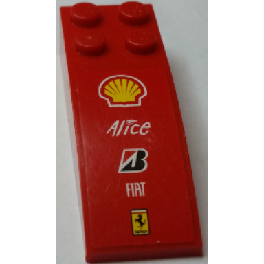 red slope curved 6 x 2 with shell alice bridgestone fiat and ferrari logos top and mubadala abu dhabi both sides pattern stickers - sets 8168 8185