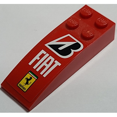 red slope curved 6 x 2 with bridgestone fiat and ferrari logos on red background pattern sticker - set 8157