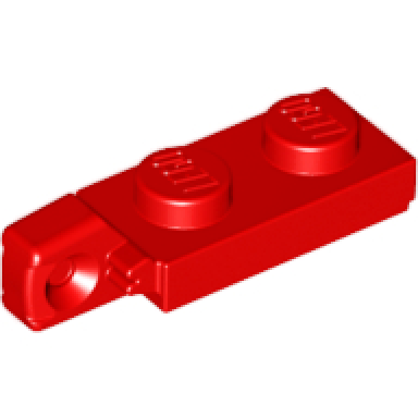red hinge plate 1 x 2 locking with 1 finger on end undetermined type