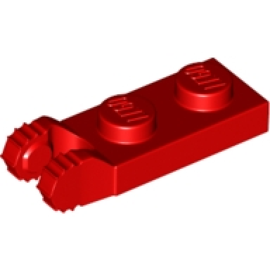 red hinge plate 1 x 2 locking with 2 fingers on end