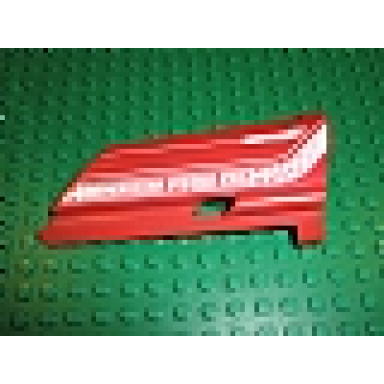 red technic panel fairing 20 large long small hole side a with aviation fire dept pattern sticker - set 8454