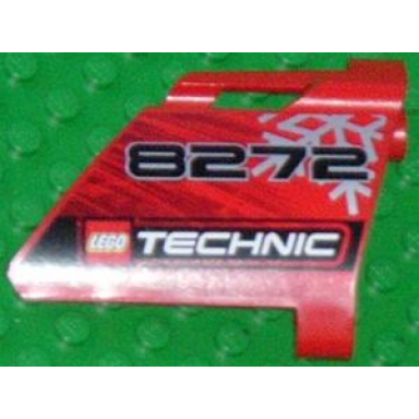 red technic panel fairing 22 large short small hole side a with 8272 snowflake and lego technic logo pattern sticker - set 8272