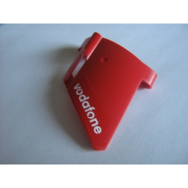 red technic panel fairing 22 large short small hole side a with vodafone pattern sticker - set 8386