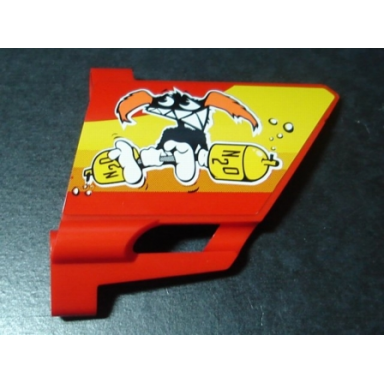 red technic panel fairing 22 large short small hole side a with nitro mascot and n2o bottles pattern sticker - set 8146