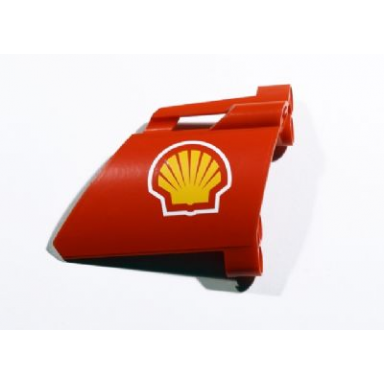 red technic panel fairing 22 large short small hole side a with shell logo pattern sticker - set 8674
