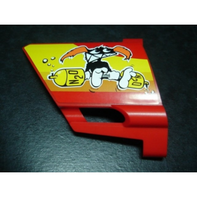 red technic panel fairing 23 large short small hole side b with nitro mascot and n2o bottles pattern sticker - set 8146