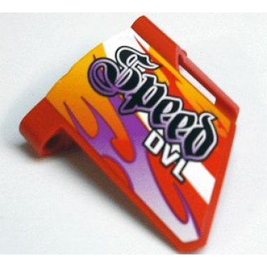red technic panel fairing 23 large short small hole side b with speed dvl pattern sticker - set 8136