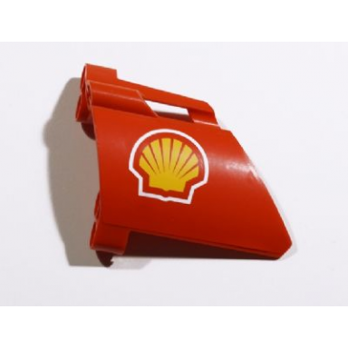 red technic panel fairing 23 large short small hole side b with shell logo pattern sticker - set 8674
