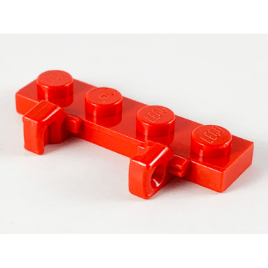 red hinge plate 1 x 4 locking dual 1 finger on side