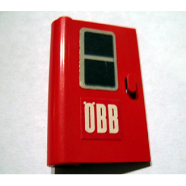 red door 1 x 3 x 4 left with black window and ãbb obb pattern stickers - set 164
