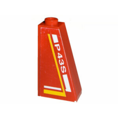 red slope 75 2 x 1 x 3 with p43s pattern on left side sticker - set 8443