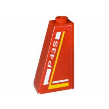 red slope 75 2 x 1 x 3 with p43s pattern on right side sticker - set 8443