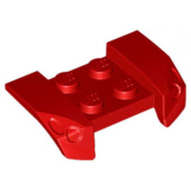 red vehicle mudguard 2 x 4 with headlights overhang